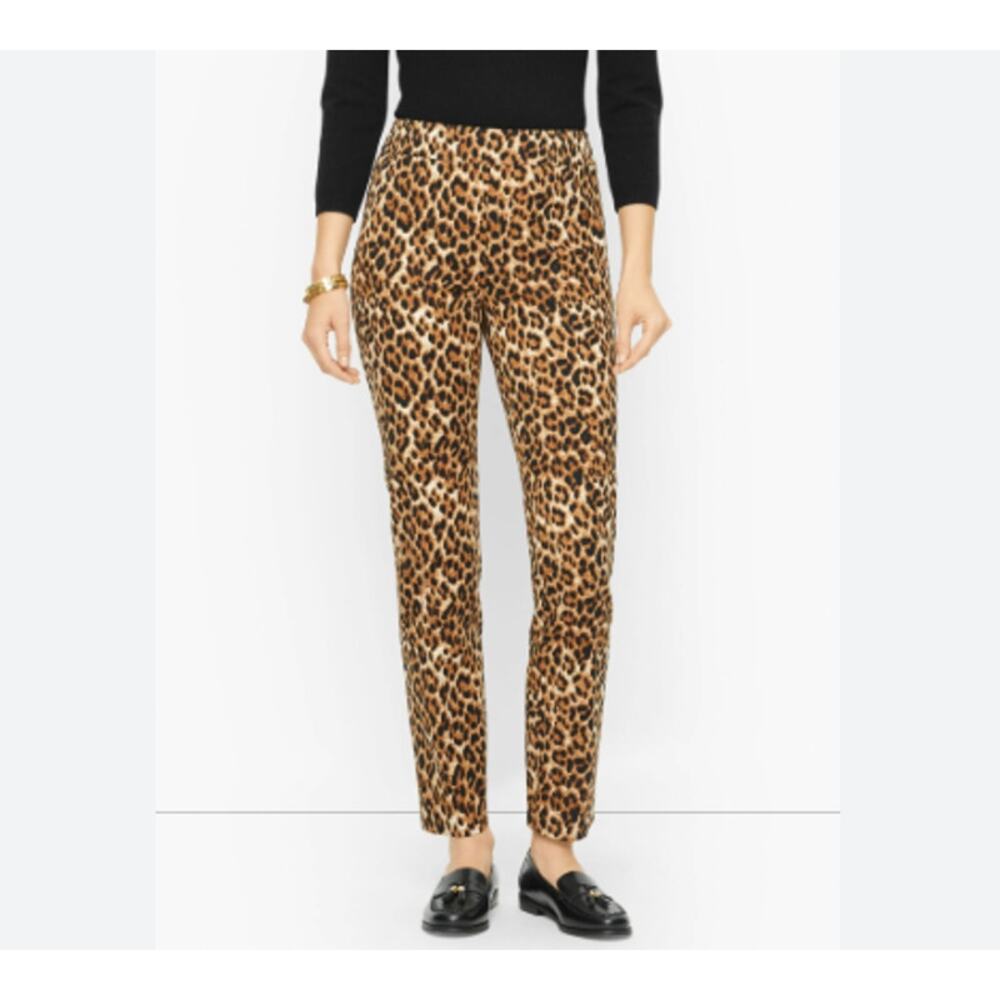 Talbots Womens Chatham Animal Print Ankle Pants Size 8 Stretch City Chic Office